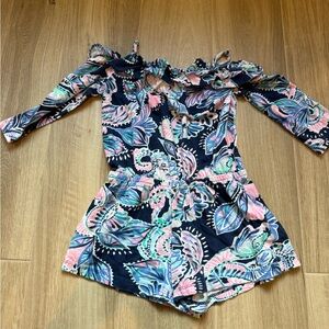 Youth small girls Lilly Pulitzer Navy and Pink Romper